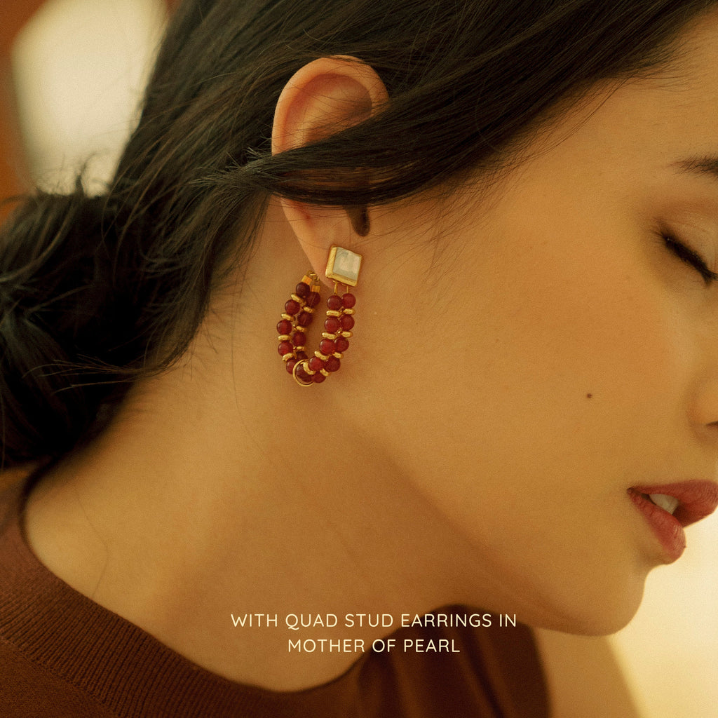 Kella Detachable Earrings in Red Agate