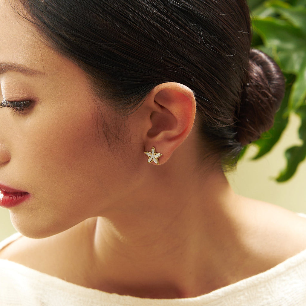 Santan Stud Earrings in Mother of Pearl