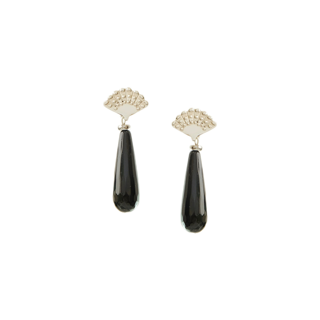 Teardrop Danglers in Black Agate
