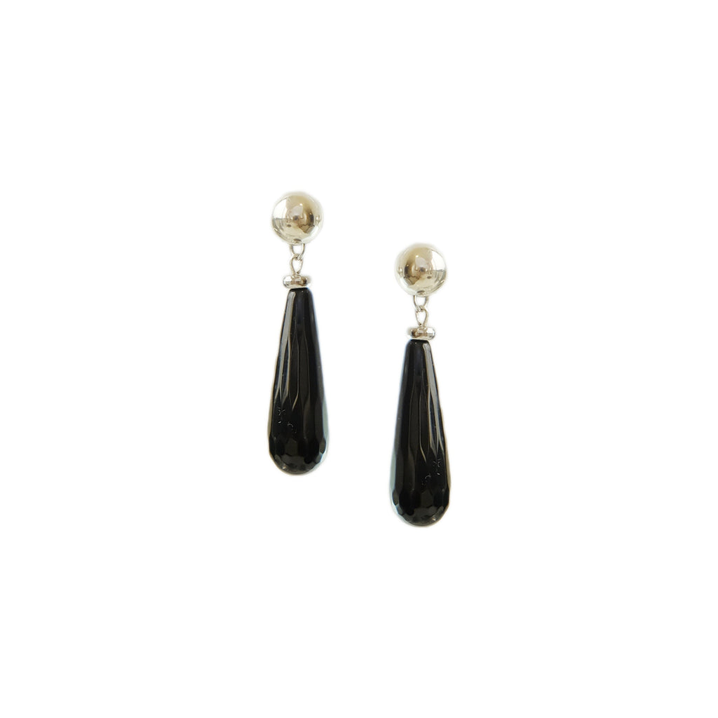 Teardrop Danglers in Black Agate