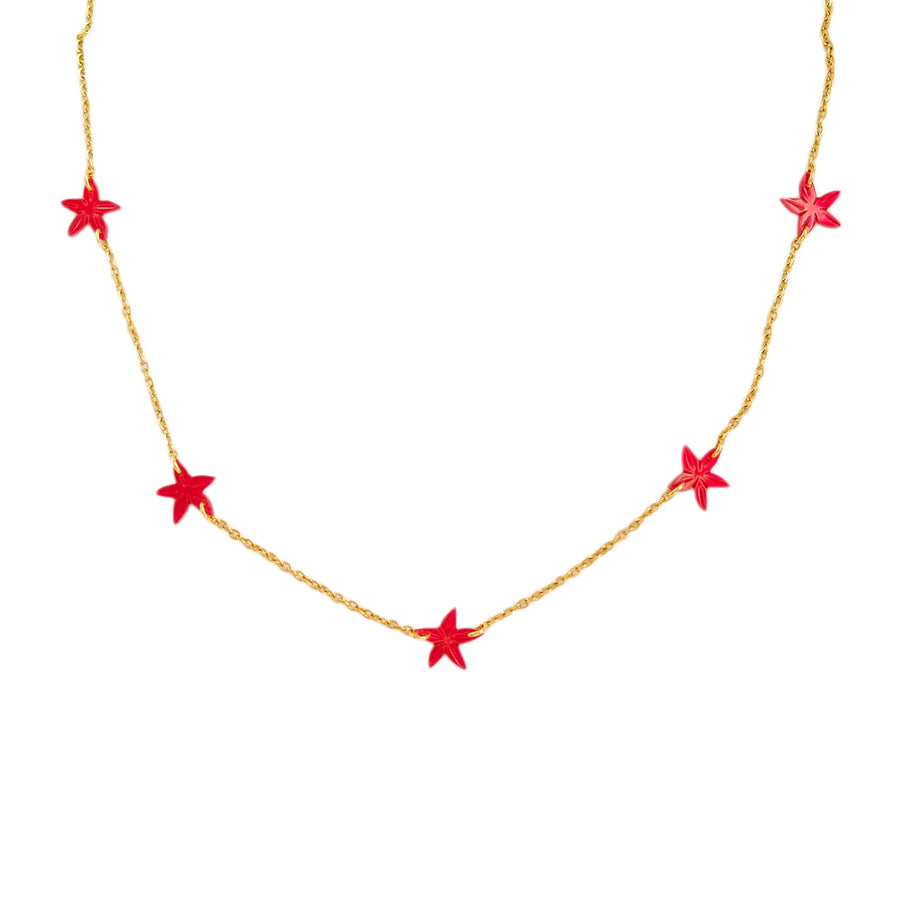 Cinque Santan Necklace in Red