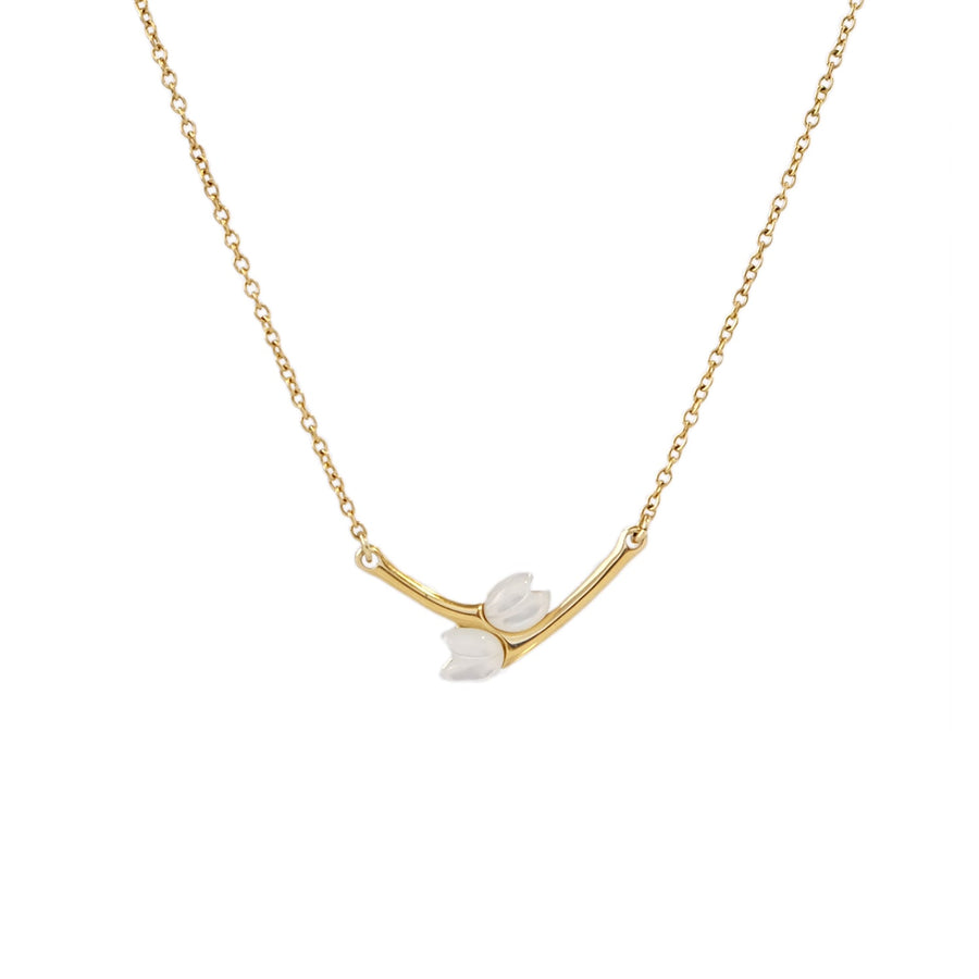 Jasmine Twin Necklace in Mother of Pearl