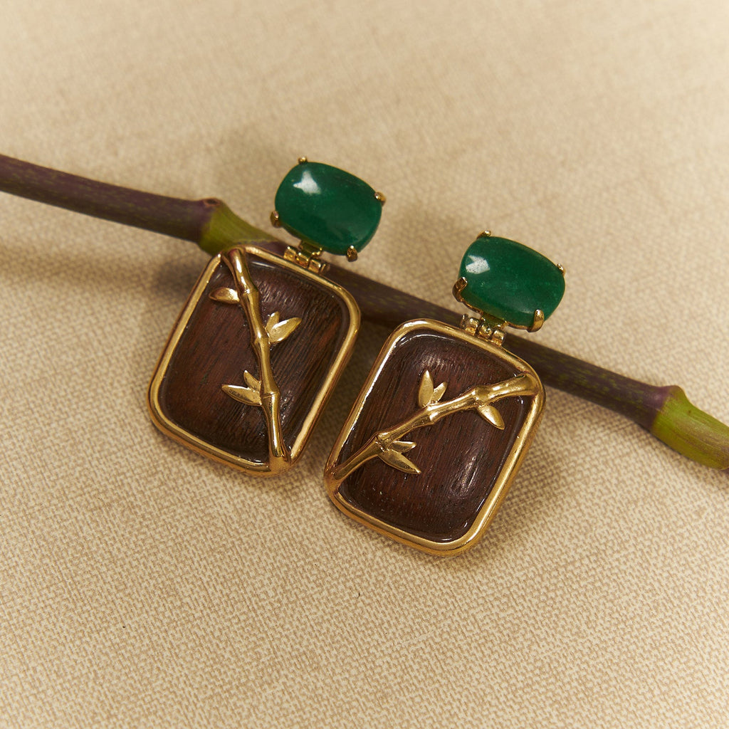 Kawa Earrings in Jade and Wood