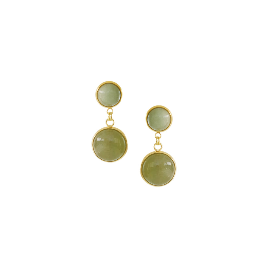 Button Earrings in Green Aventurine