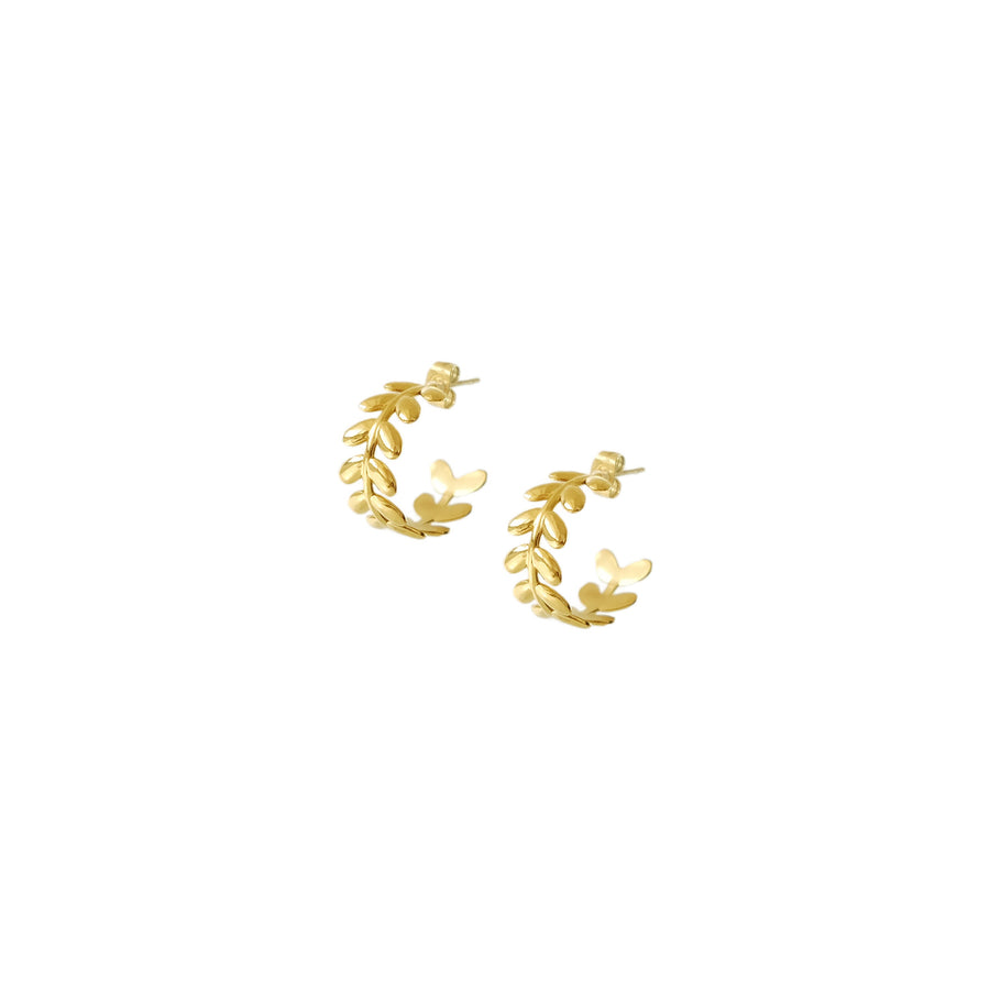 Vine Hoop Earrings in Gold